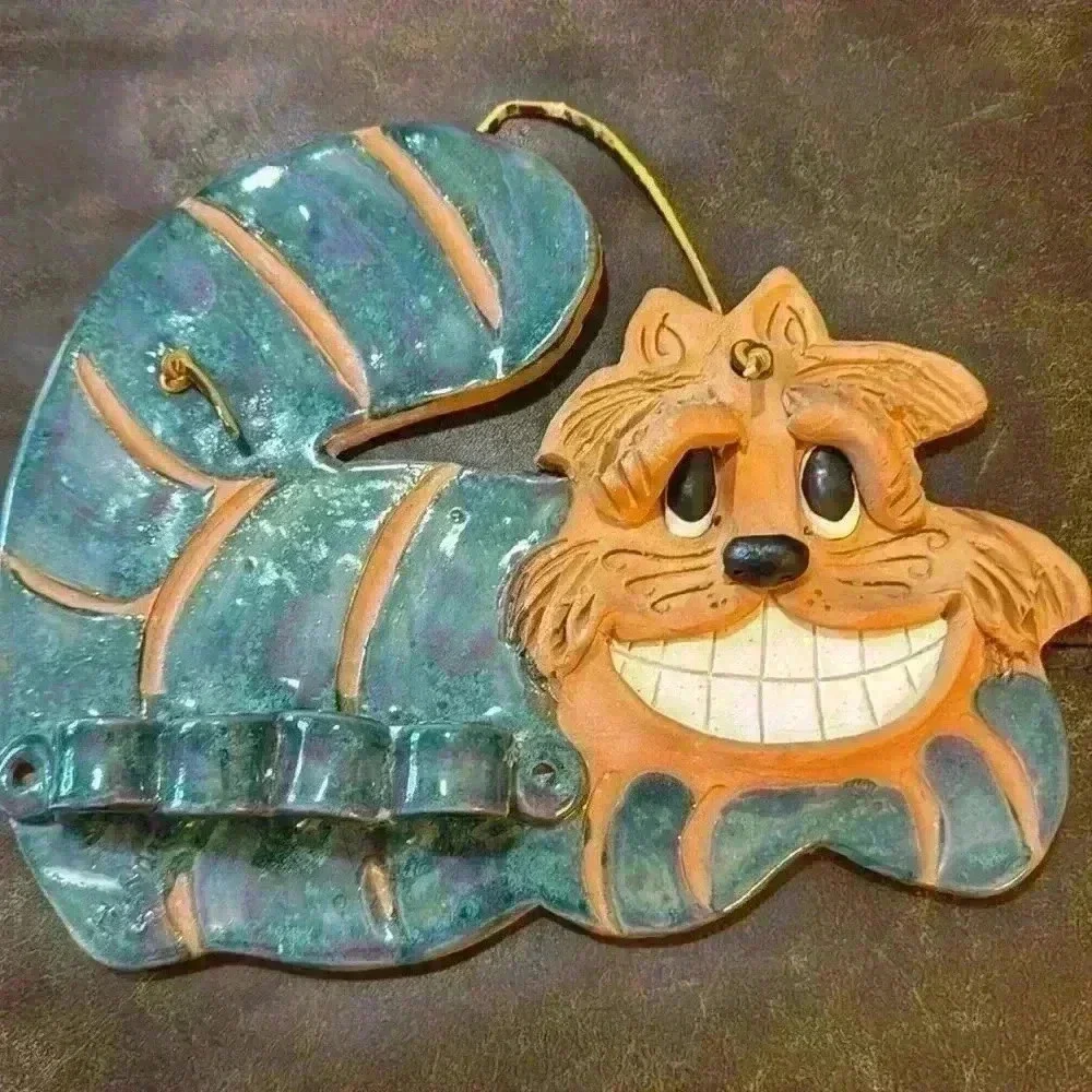 VINTAGE WHIMSICAL MAX HINDT POTTERY CHESHIRE CAT TOOTHBRUSH HOLDER SIGNED - Picture 1 of 6